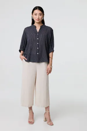 Pinstripe Relaxed Button Back Blouse