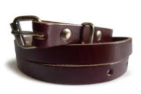 Plain Dark Burgundy Real Leather Women Belt