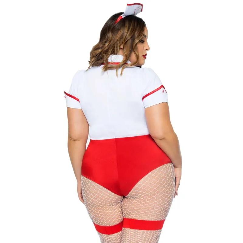 Plus Nurse Feelgood Sexy Costume - 1x/2x - White / Red