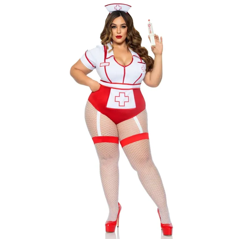 Plus Nurse Feelgood Sexy Costume - 1x/2x - White / Red