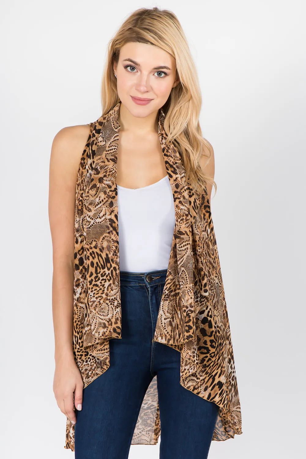 PN-1C41 multi animal print vest