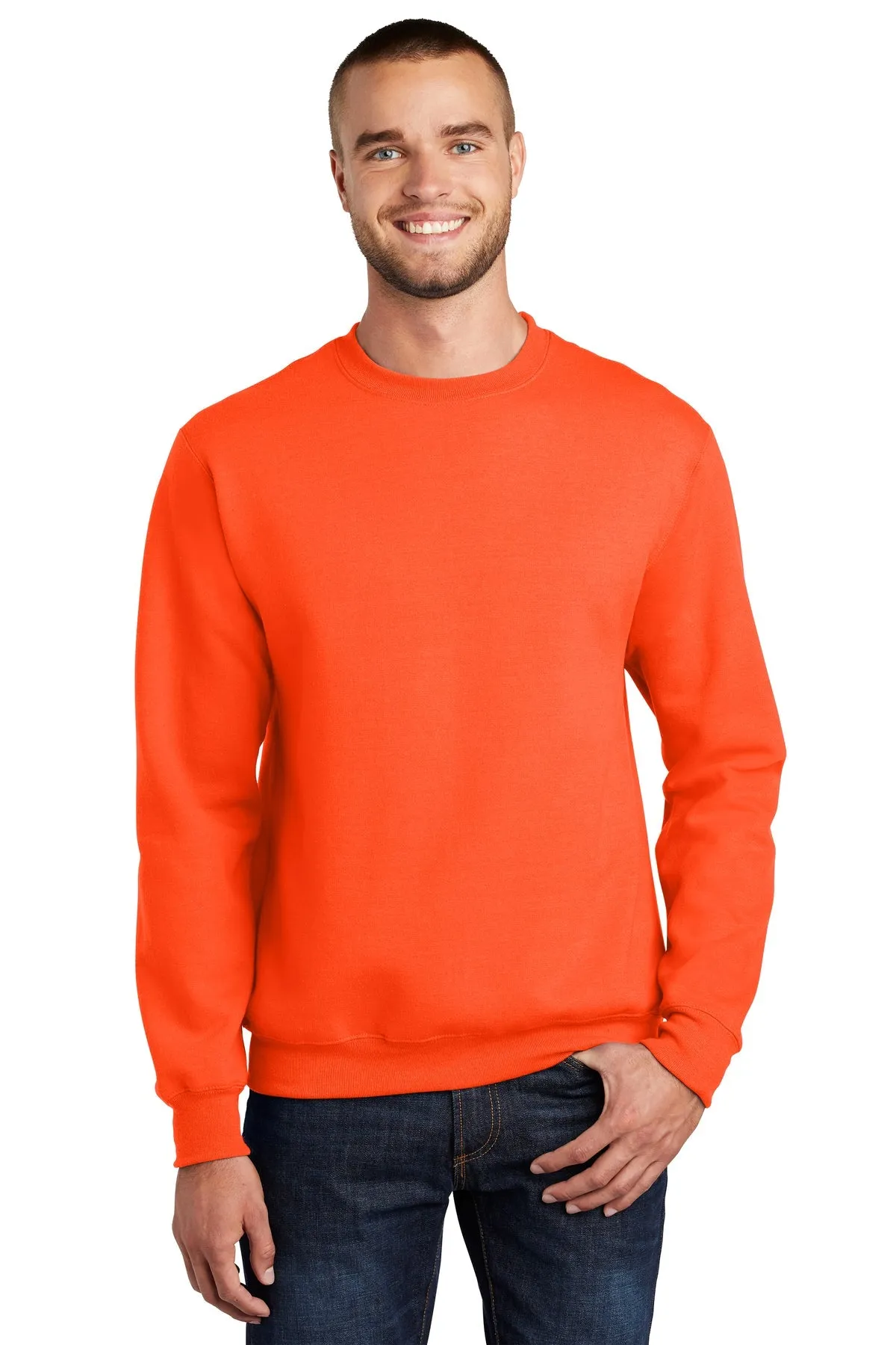 Port & Company Essential Fleece Custom Sweatshirts, Safety Orange