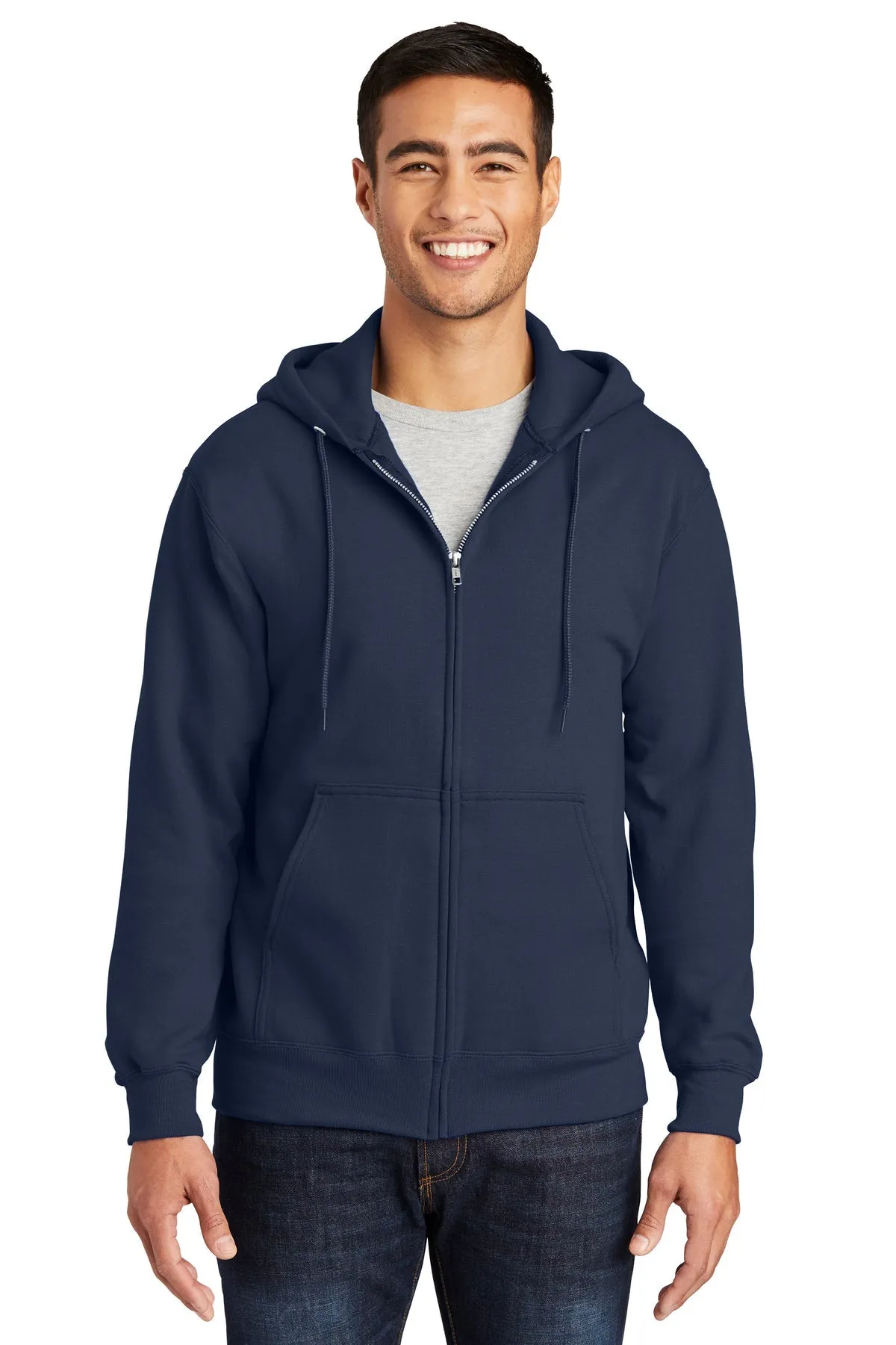 Port & Company Essential Fleece Customized Zip Hoodies, Navy