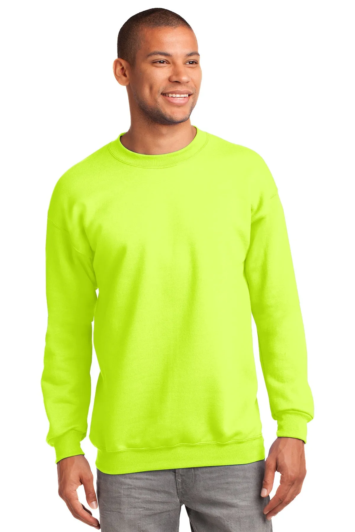 Port & Company Tall Essential Fleece Branded Sweatshirts, Safety Green