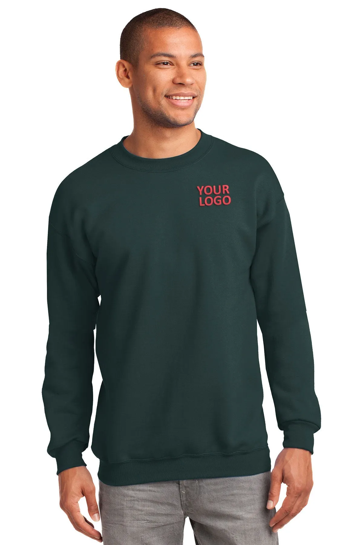 Port & Company Tall Essential Fleece Customized Sweatshirts, Dark Green