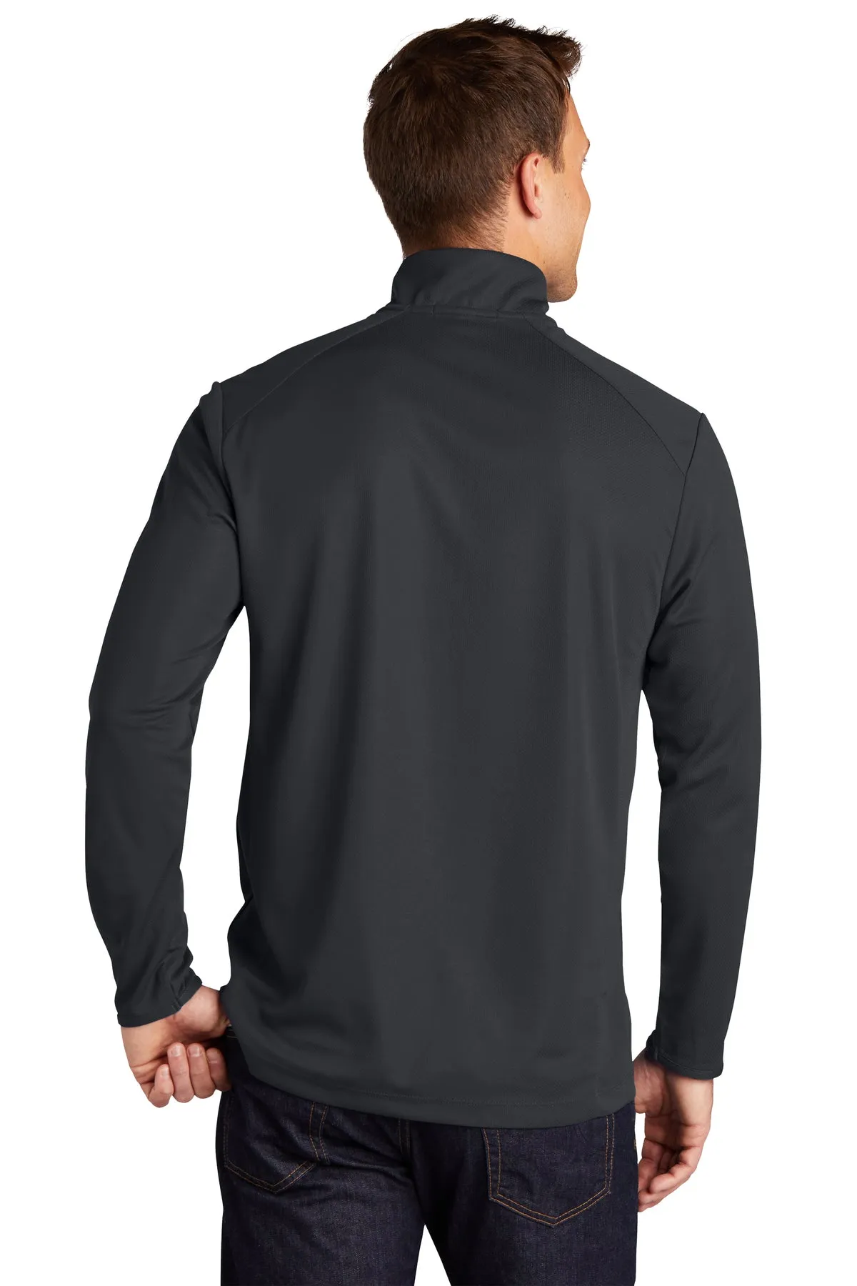 Port Authority Pinpoint Mesh Branded 1/2-Zip, Battleship Grey