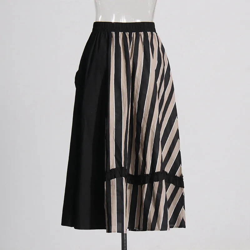 Pre Order:  3D Flower Striped Fungus Edge Skirt