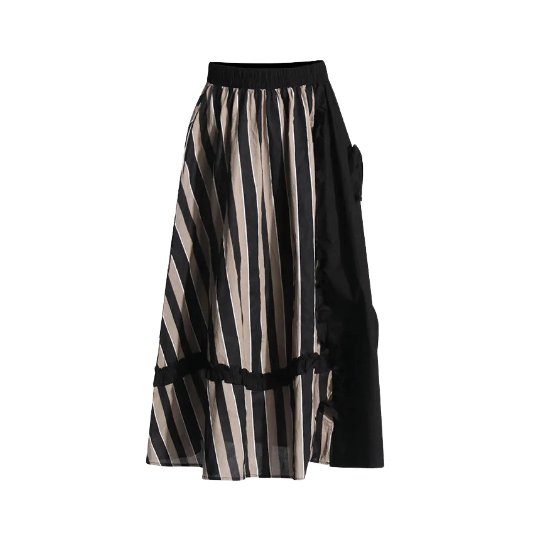 Pre Order:  3D Flower Striped Fungus Edge Skirt