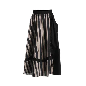 Pre Order:  3D Flower Striped Fungus Edge Skirt