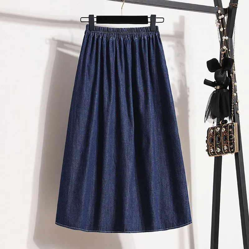 Pre Order: Loose Split High Waisted Denim Skirt