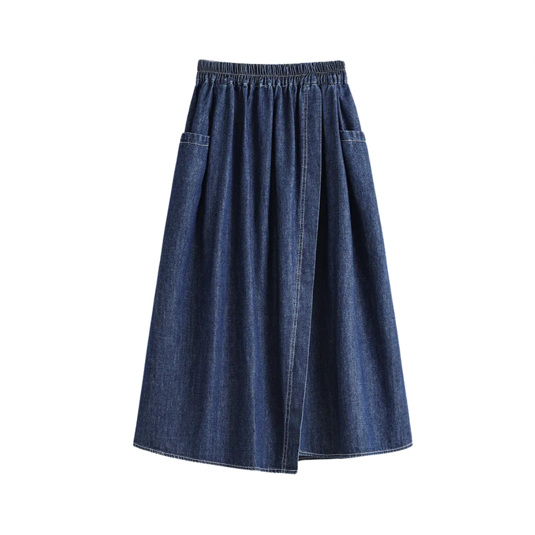 Pre Order: Loose Split High Waisted Denim Skirt