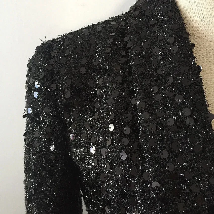 Pre Order:  Sparkling Sequined Double-Breasted Slim Blazer