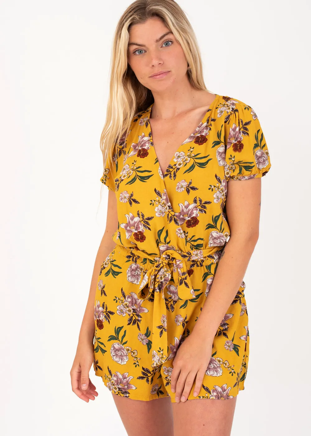 Prtleilani Tropical Playsuit in Tumeric Yellow