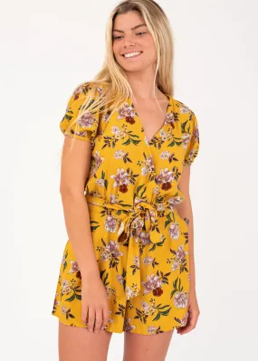 Prtleilani Tropical Playsuit in Tumeric Yellow