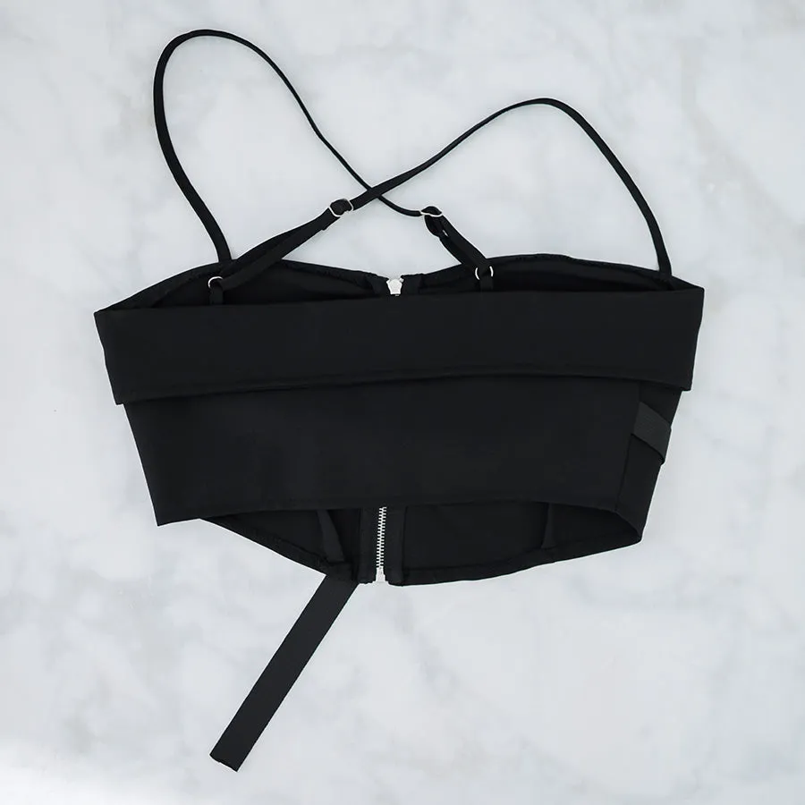 Purin Cross Strap Asymmetrical Crop Top