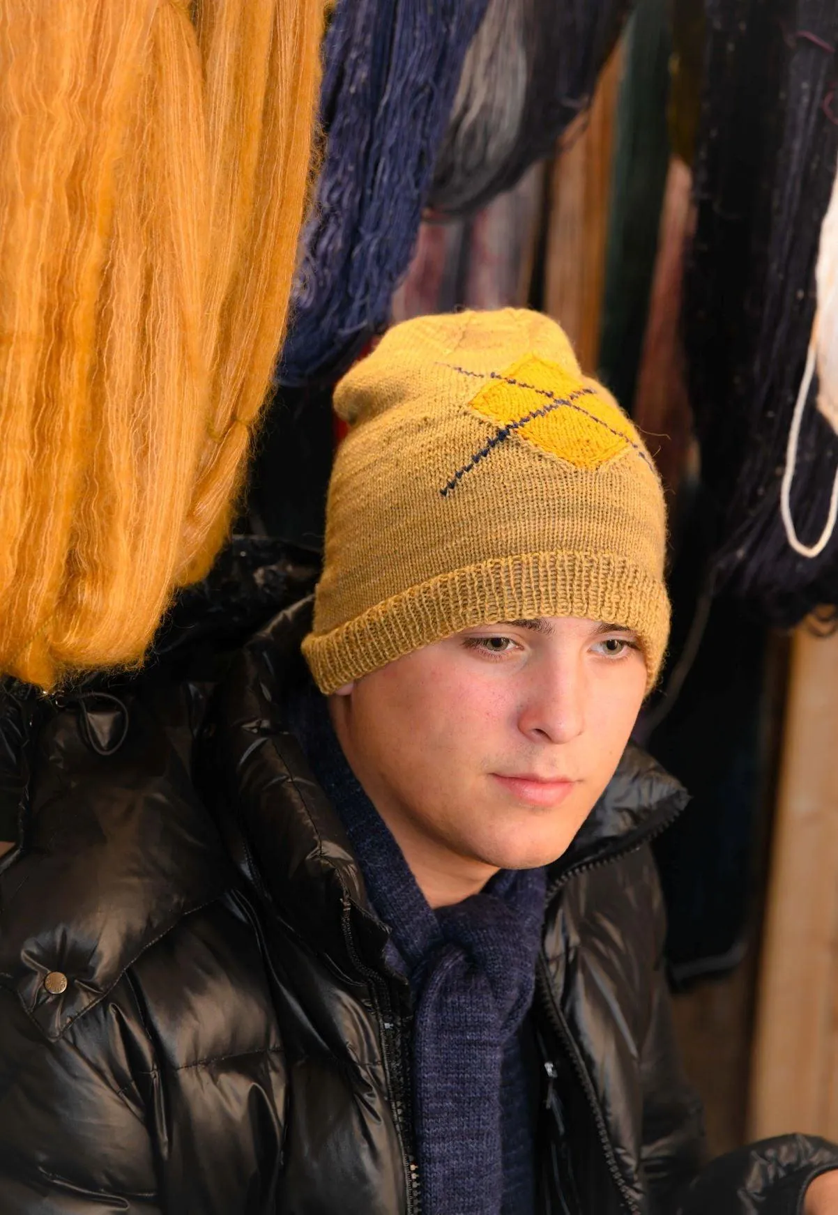 "Tournesol Bleu et Blanc" Matching Hat & Scarf| Knitting Patterns