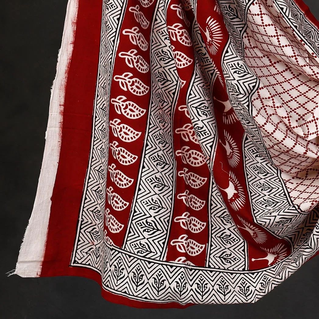 Red - 3pc Bagh Block Printed  Natural Dyed Cotton Suit Material Set 59