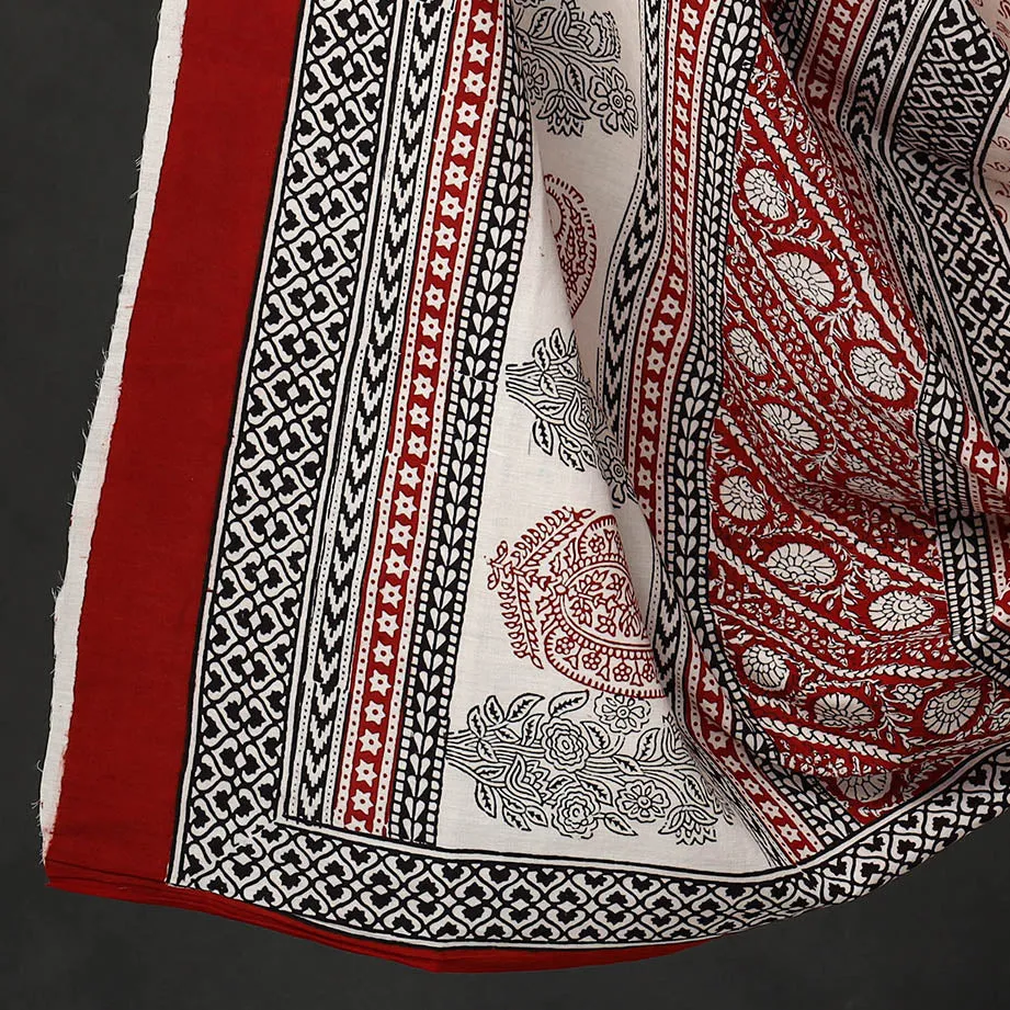 Red - 3pc Bagh Print Cotton Dress Material Set 21