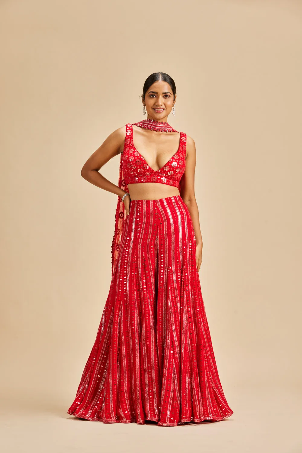 Red Sharara Set