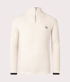 Relaxed Fit Quarter Zip Textured Jumper