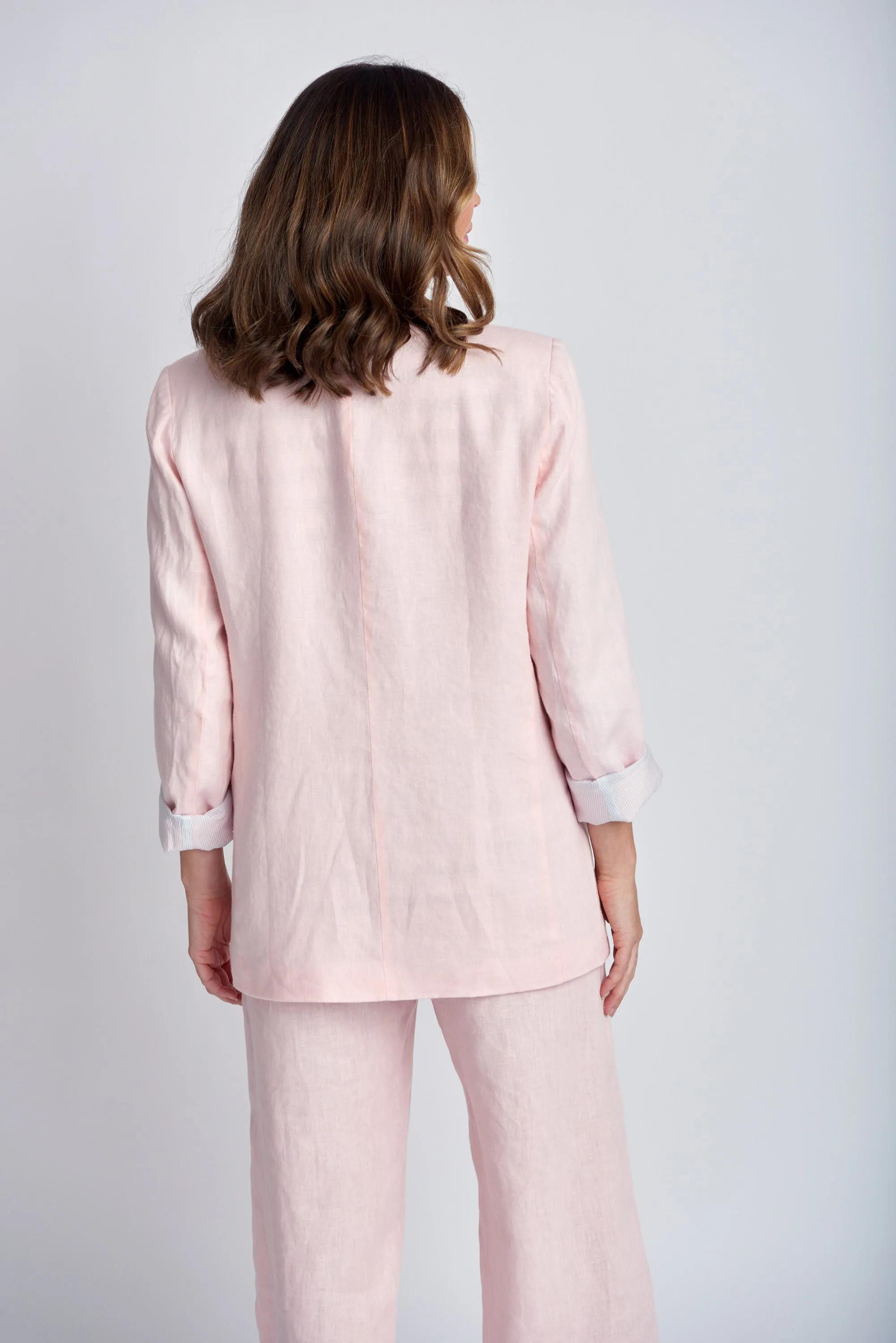 Relaxed Linen Blazer Pale Pink