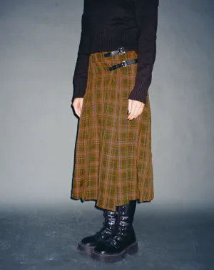 Rigifa Midi Skirt in Tartans Green Brown