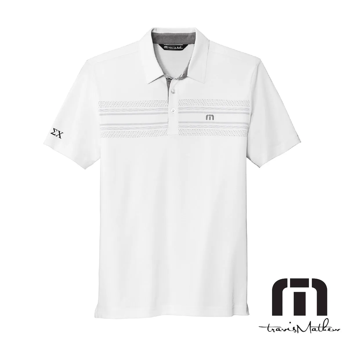 Sigma Chi Travis Mathew Embroidered Chest Stripe Golf Polo