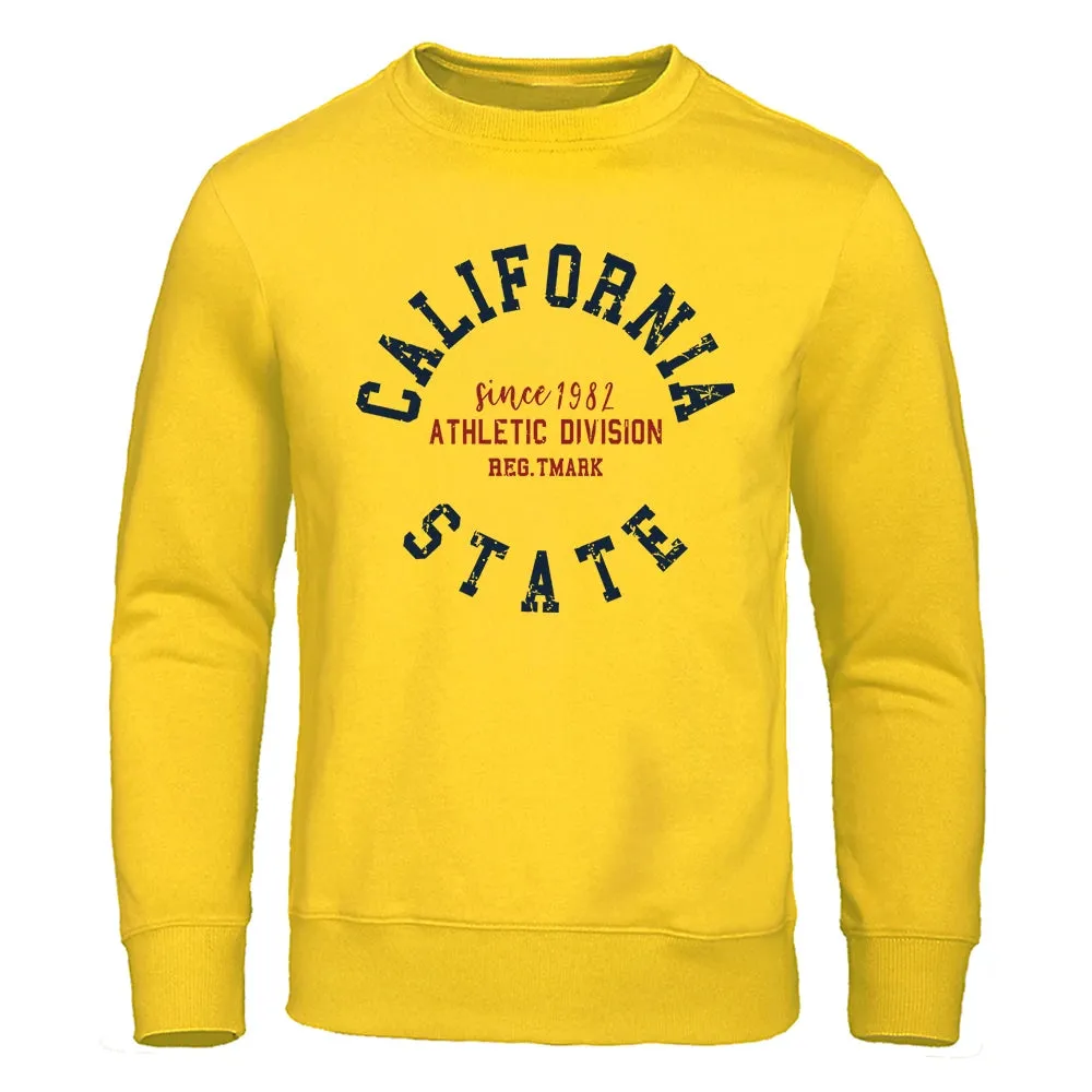 Since 1982 California State Street Letter Hoodie Men Retro Fashion Top Funny Pullover Clothing Novelty Graphic Hoodies Men'S