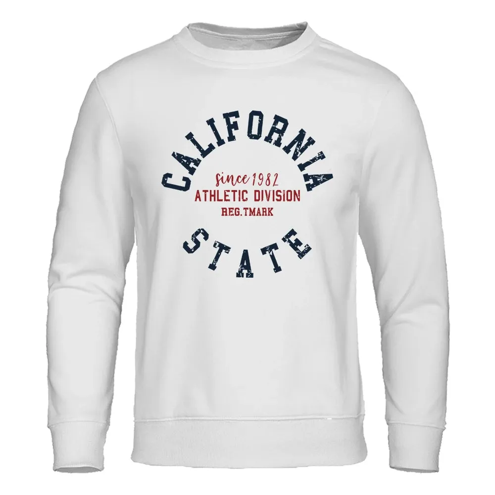 Since 1982 California State Street Letter Hoodie Men Retro Fashion Top Funny Pullover Clothing Novelty Graphic Hoodies Men'S