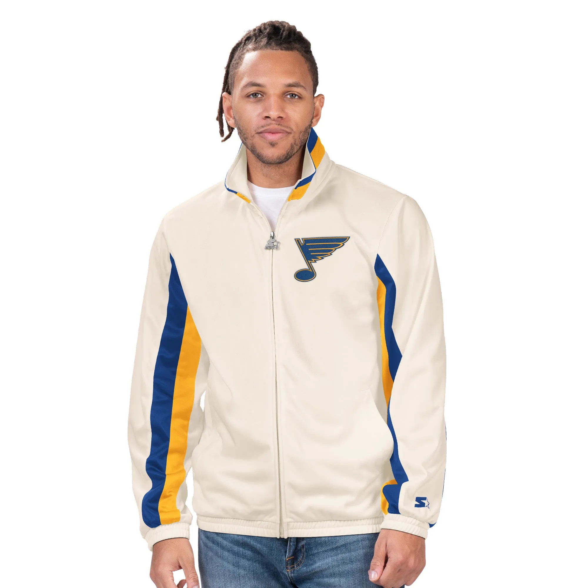 ST. LOUIS BLUES STARTER REBOUND TRACK JACKET - CREAM