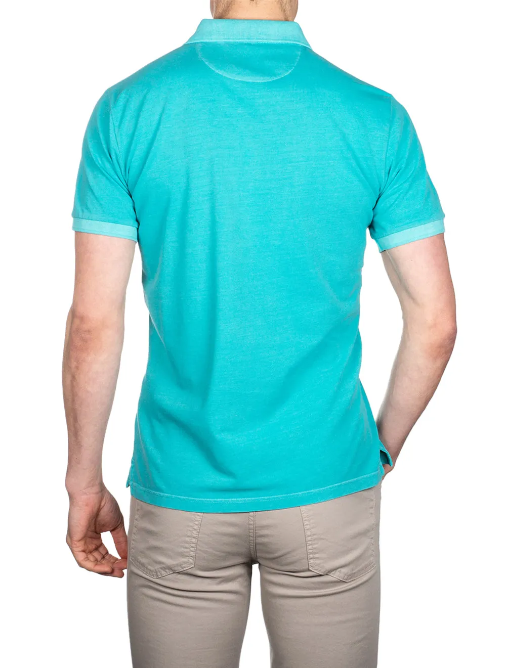 Sunfaded Pique Ss Rugger Aqua Green