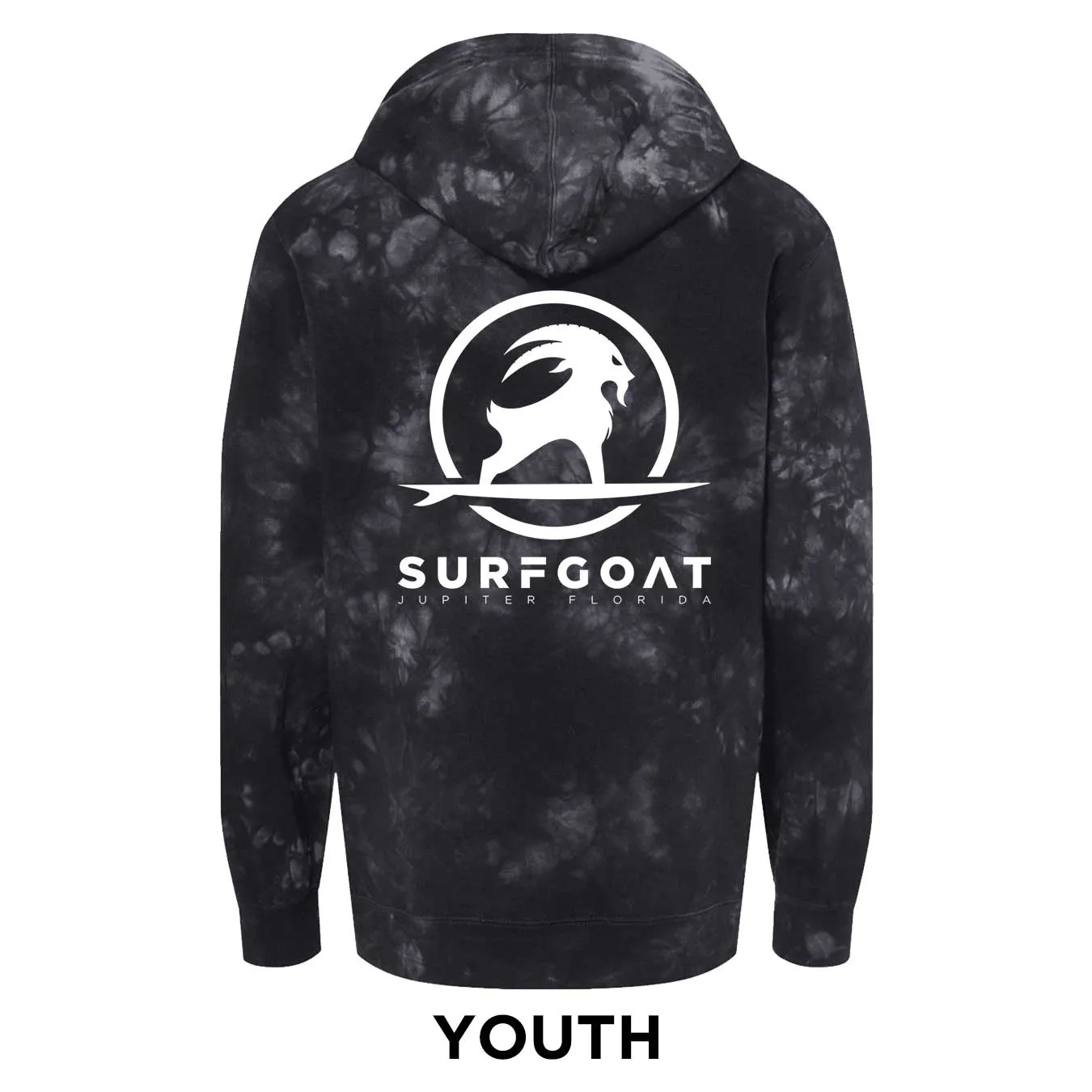 SURFGOAT "Dressed Up" LUXE Premium Pullover Hoodie - YOUTH (Black Tie Dye)