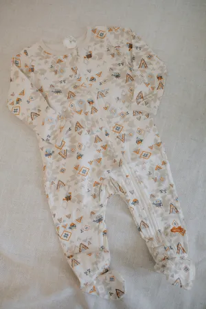 The Bird Patterned One Piece Pajamas - Cream - BABY