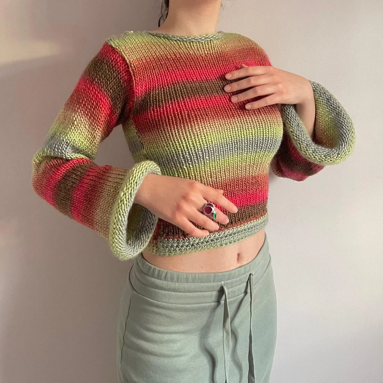 The Fireburst Sweater - handmade knitted flared sleeve jumper