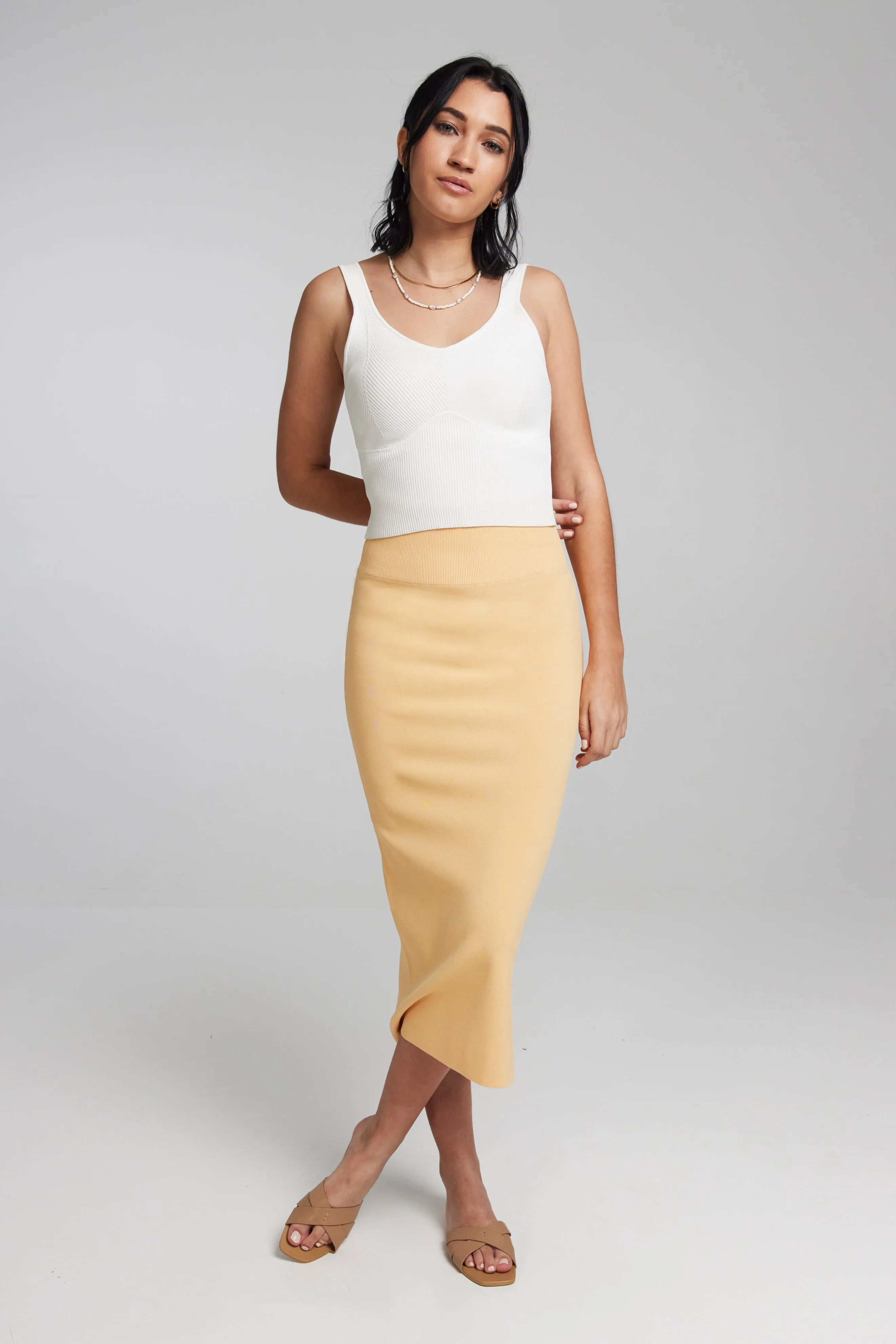 The Midi Tube Skirt - Apricot