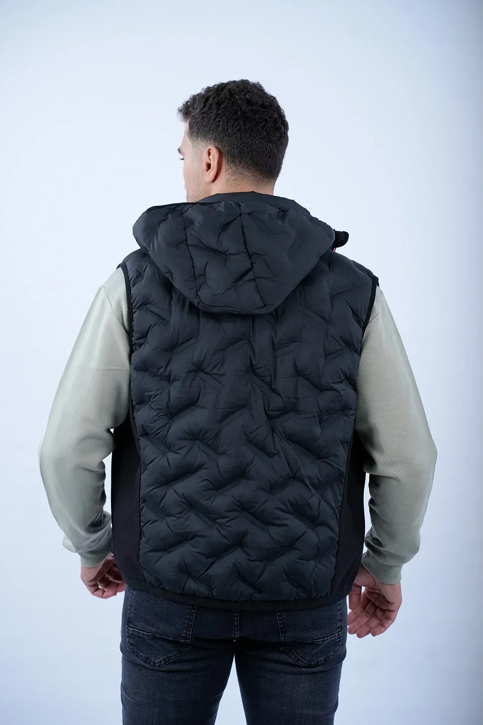 Tom Tailor Black Puffer Vest With Hood