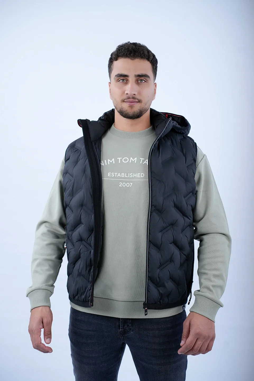 Tom Tailor Black Puffer Vest With Hood