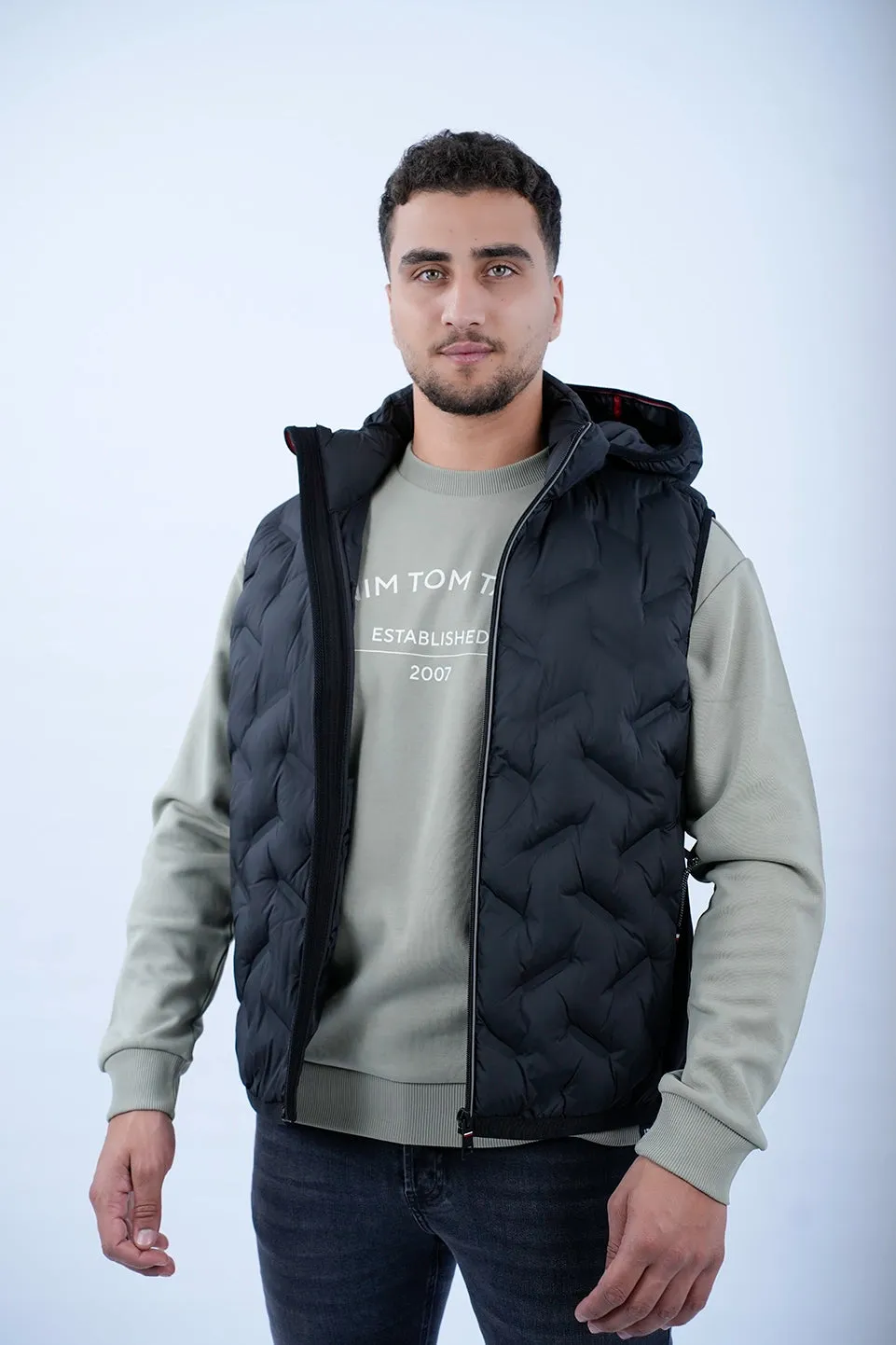 Tom Tailor Black Puffer Vest With Hood