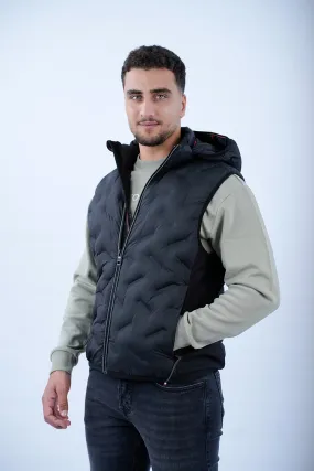 Tom Tailor Black Puffer Vest With Hood