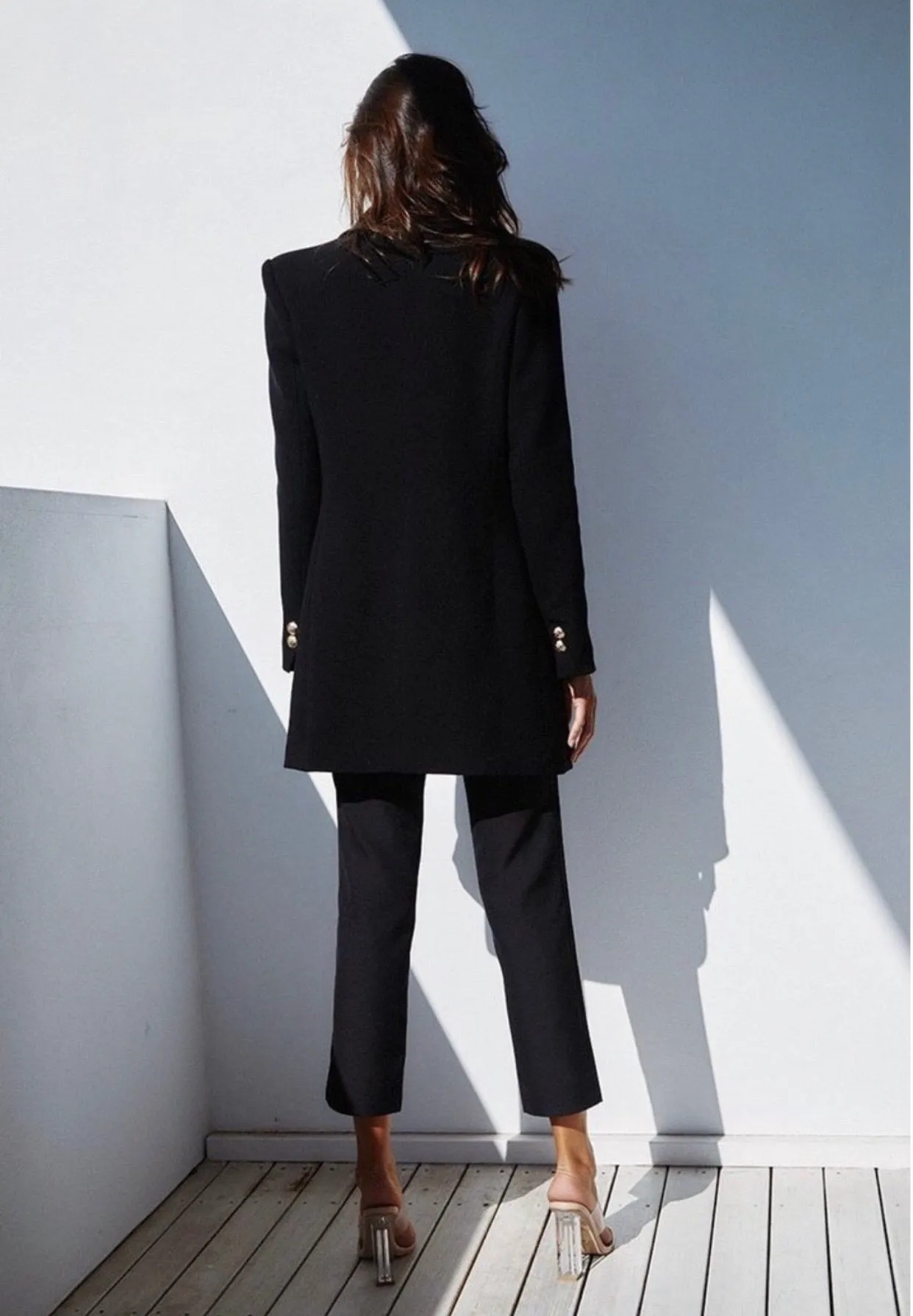 Totally black long blazer