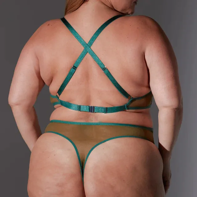 Trapped in Venus Embroidered Bodysuit in Emerald