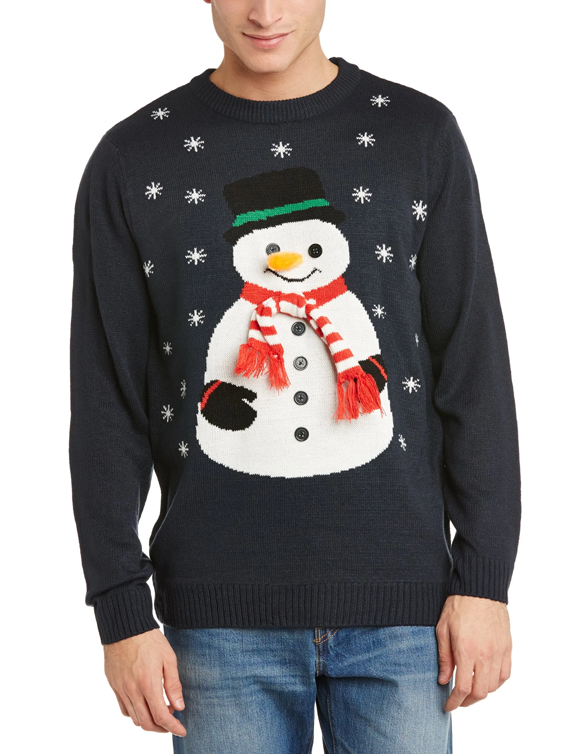 Unisex 3D Snowman Jumper, Blue, Small