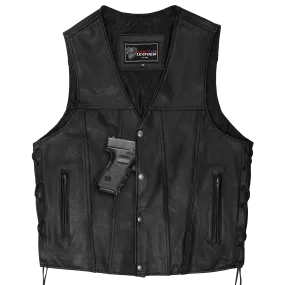 VL915 Men's Premium Ten Pocket Leather Vest