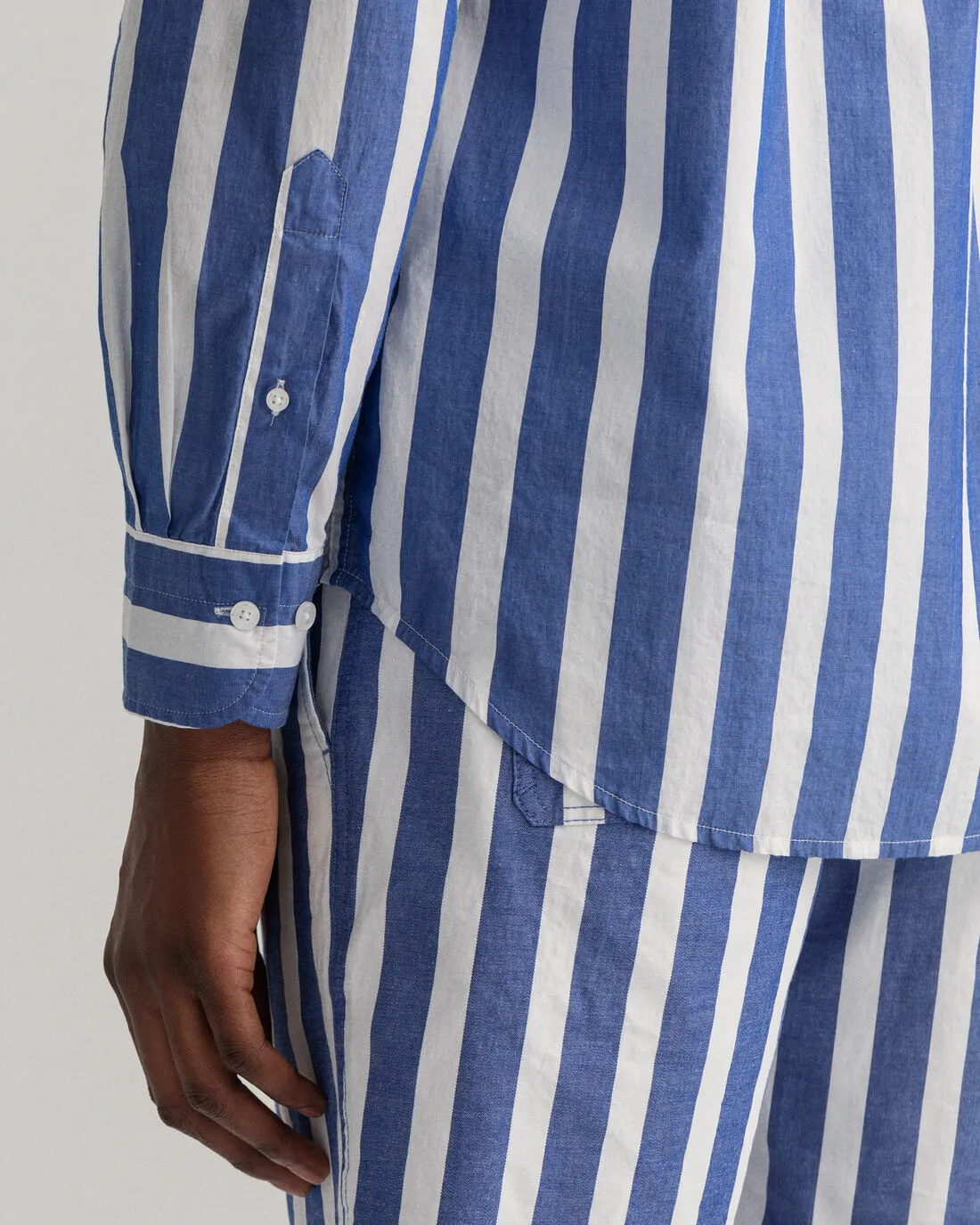 Wide Stripe Poplin Shirt - Racing Green/White | College Blue/White