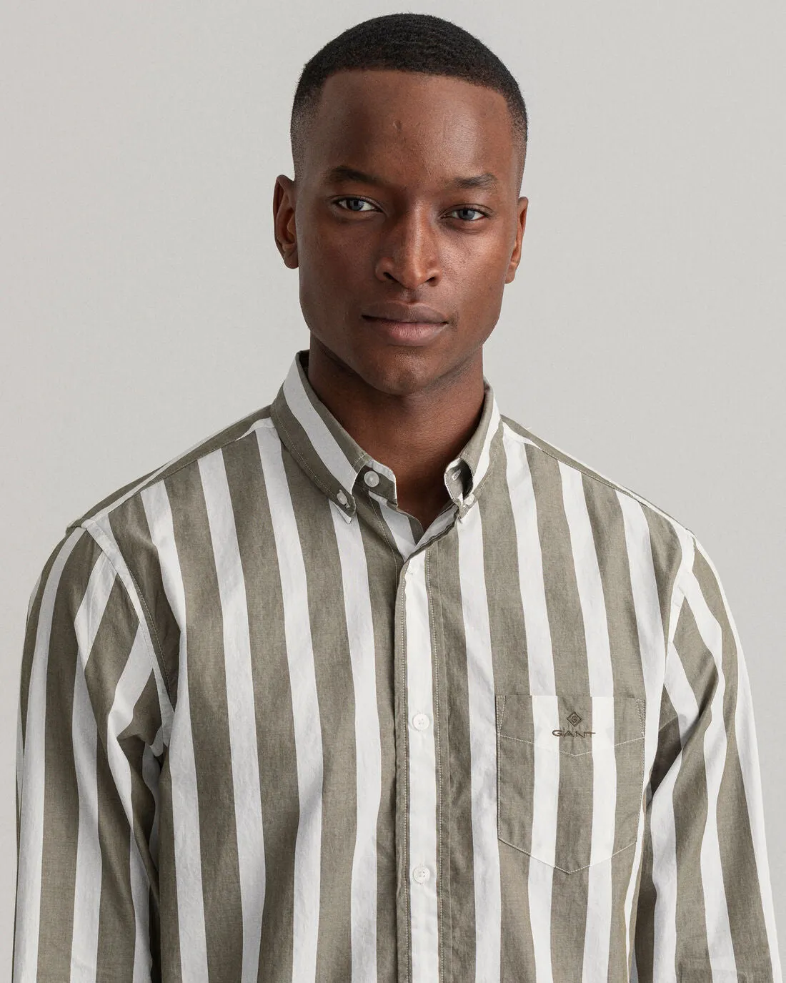 Wide Stripe Poplin Shirt - Racing Green/White | College Blue/White