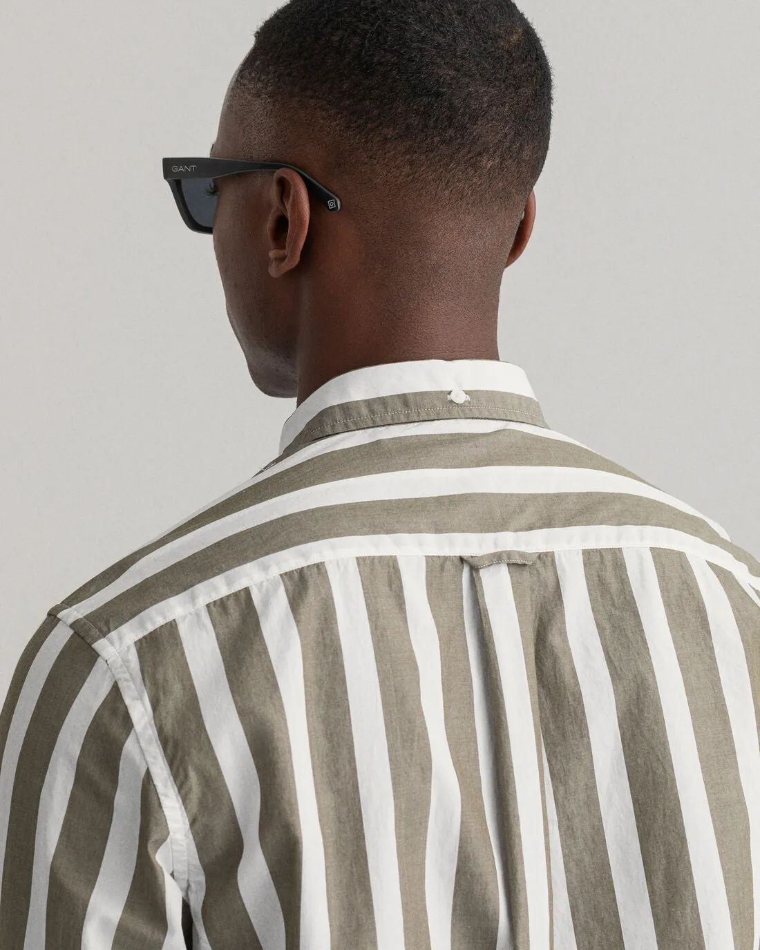 Wide Stripe Poplin Shirt - Racing Green/White | College Blue/White