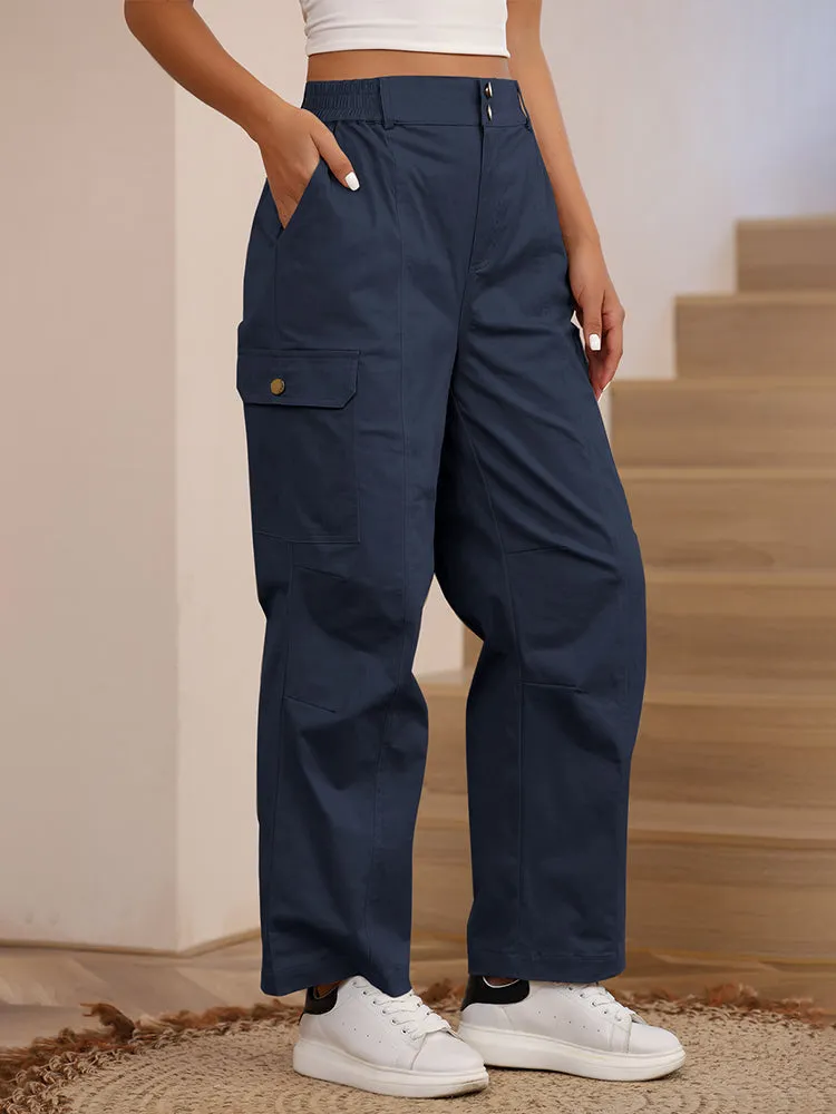 Women High Waist Cargo Pants Relaxed Fit Wide Leg Pants with Pockets