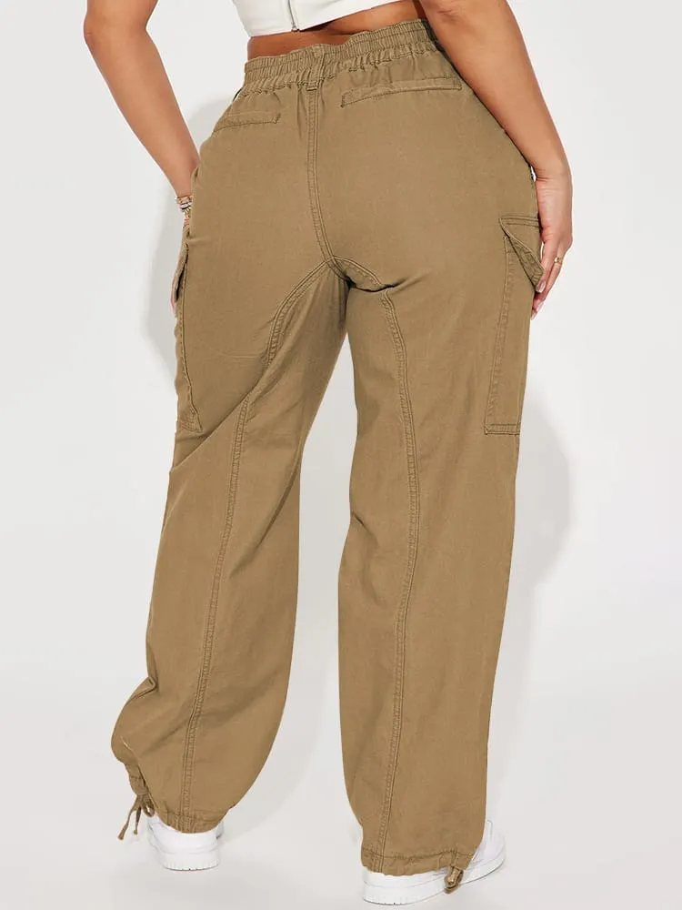 Women High Waist Cargo Pants Relaxed Fit Wide Leg Pants with Pockets