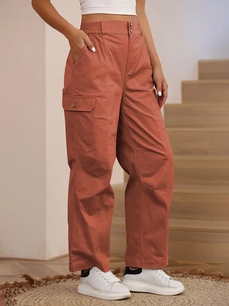 Women High Waist Cargo Pants Relaxed Fit Wide Leg Pants with Pockets