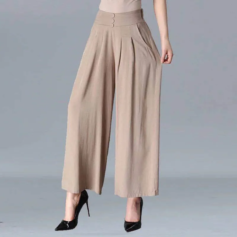 Women's Elastic Waist Wide Leg Pants